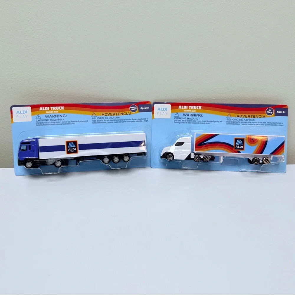 New! Aldi Play Truck Set, 2 Trucks- Aldi Design Die Cast US & Germany Truck Toys